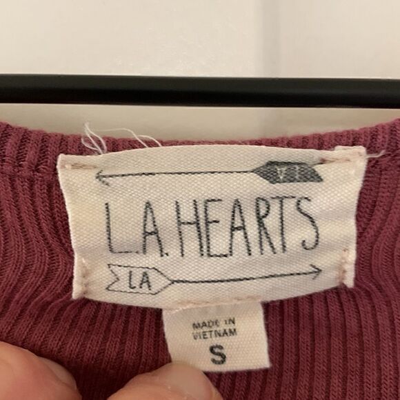 LA Hearts by PacSun Women's Purple Pink Ruffle long sleeve Crop‎ top size small - Picture 6 of 8